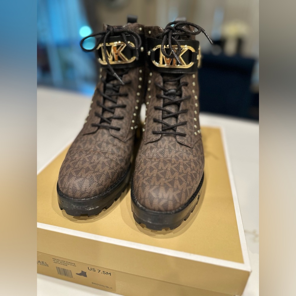 Michael Kors Tan Lace-Up Bootie